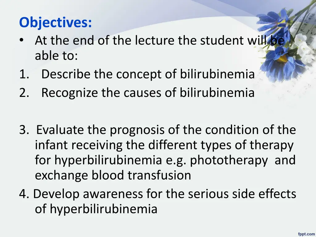 objectives at the end of the lecture the student