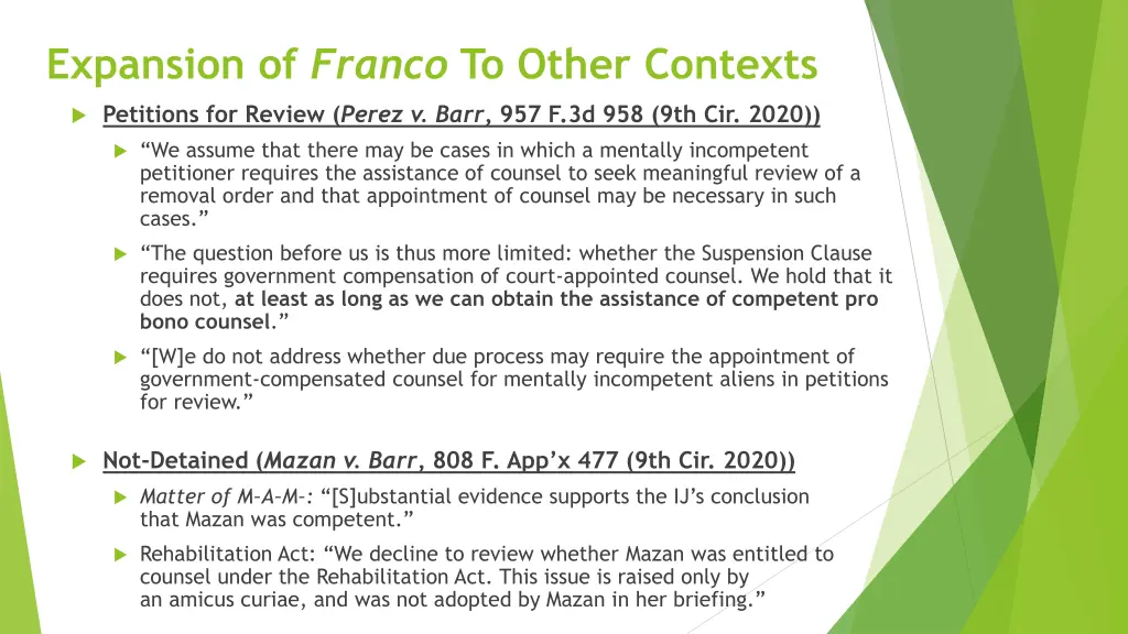 expansion of franco to other contexts