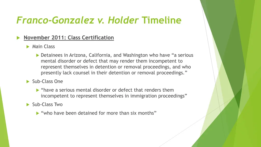 franco gonzalez v holder timeline 1