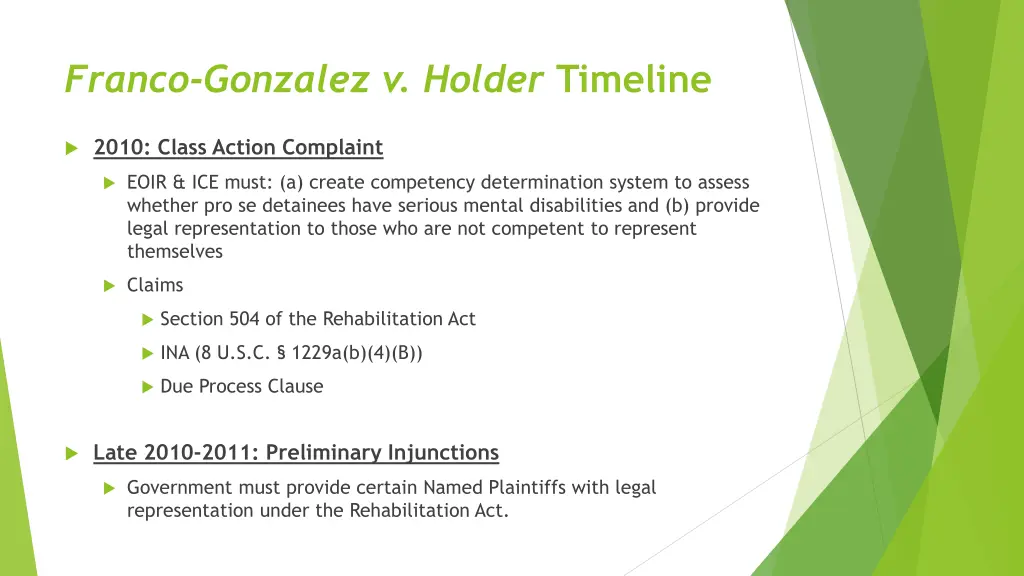 franco gonzalez v holder timeline