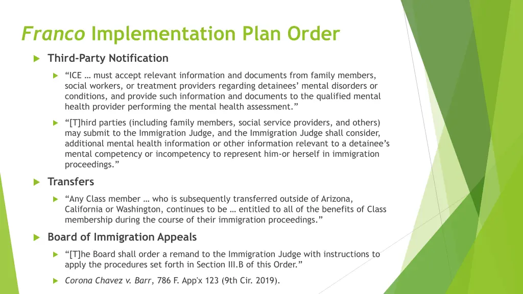 franco implementation plan order