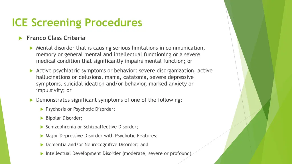 ice screening procedures