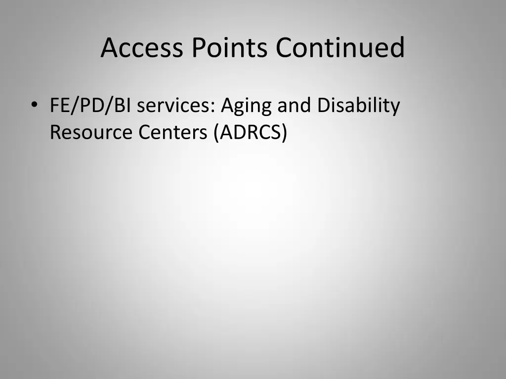 access points continued