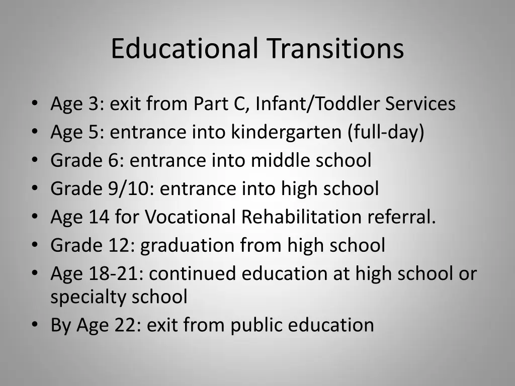 educational transitions