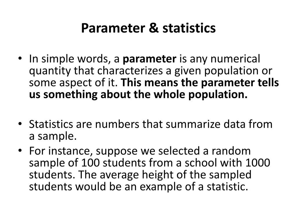 parameter statistics