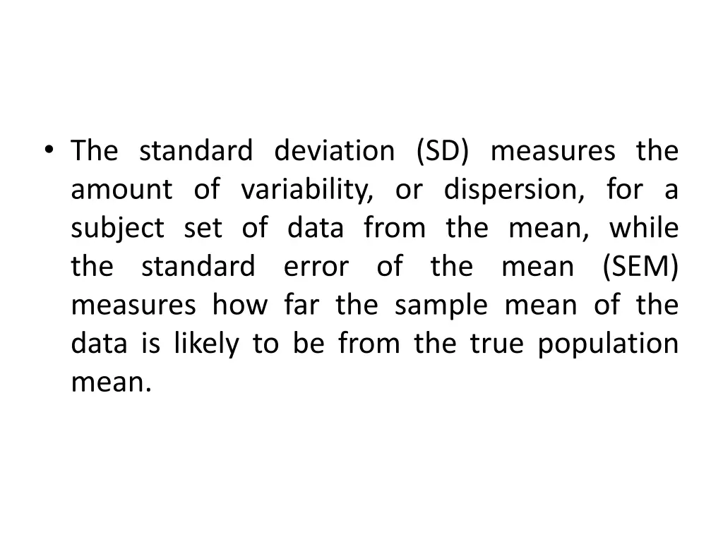 the standard deviation sd measures the amount