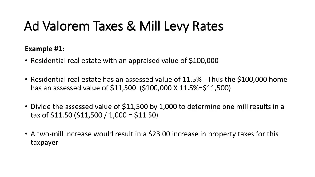 ad valorem taxes mill levy rates ad valorem taxes 1