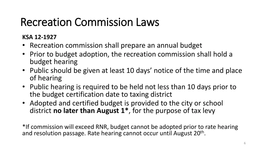 recreation commission laws recreation commission