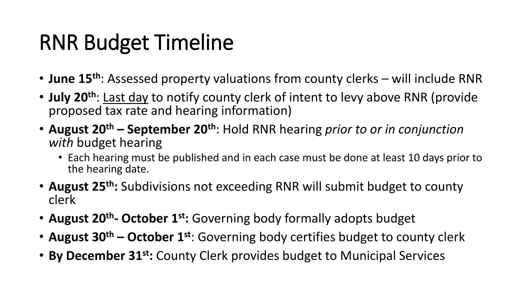 rnr rnr budget timeline budget timeline