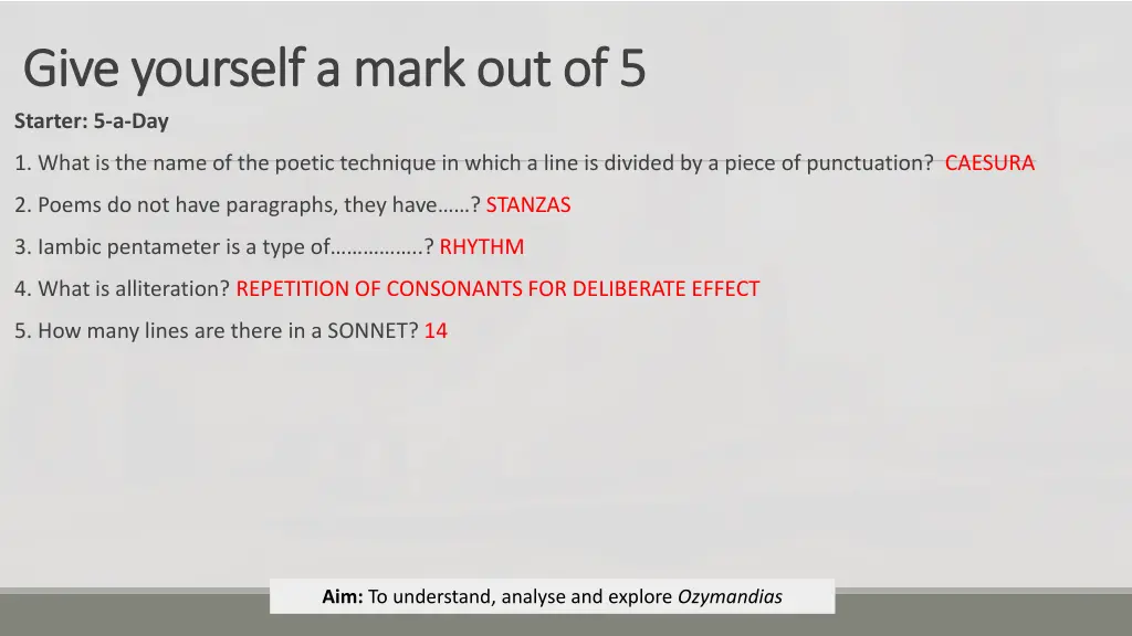 give yourself a mark out of 5 give yourself