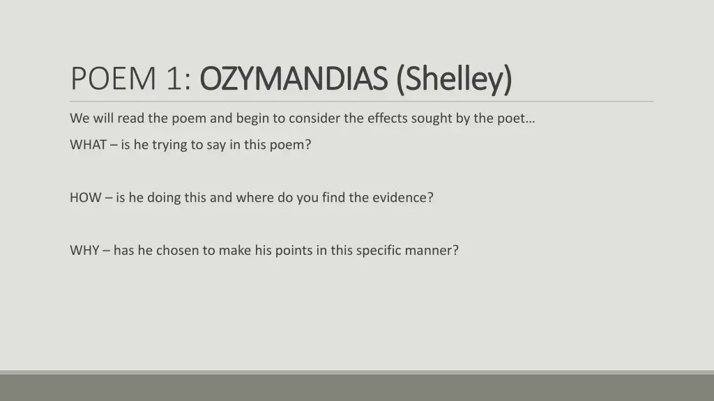 poem 1 ozymandias shelley ozymandias shelley