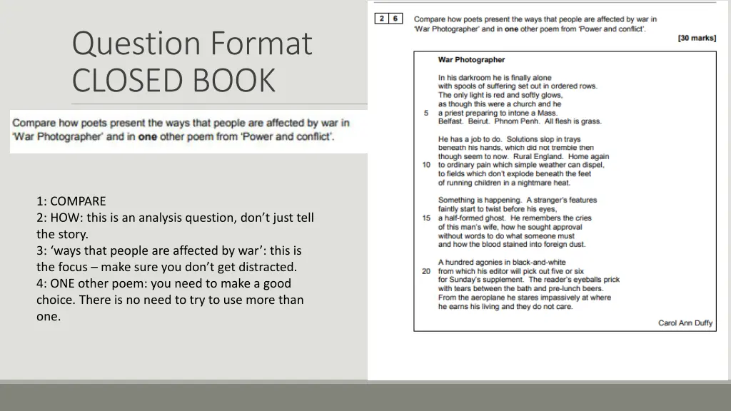 question format closed book