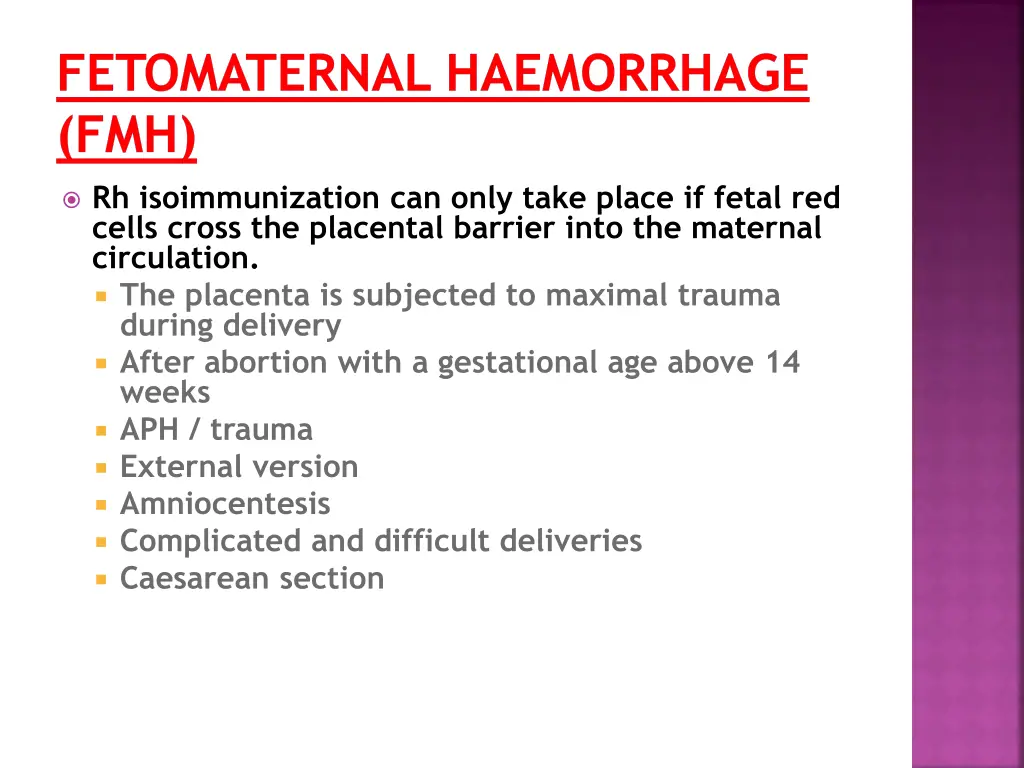 fetomaternal haemorrhage fmh