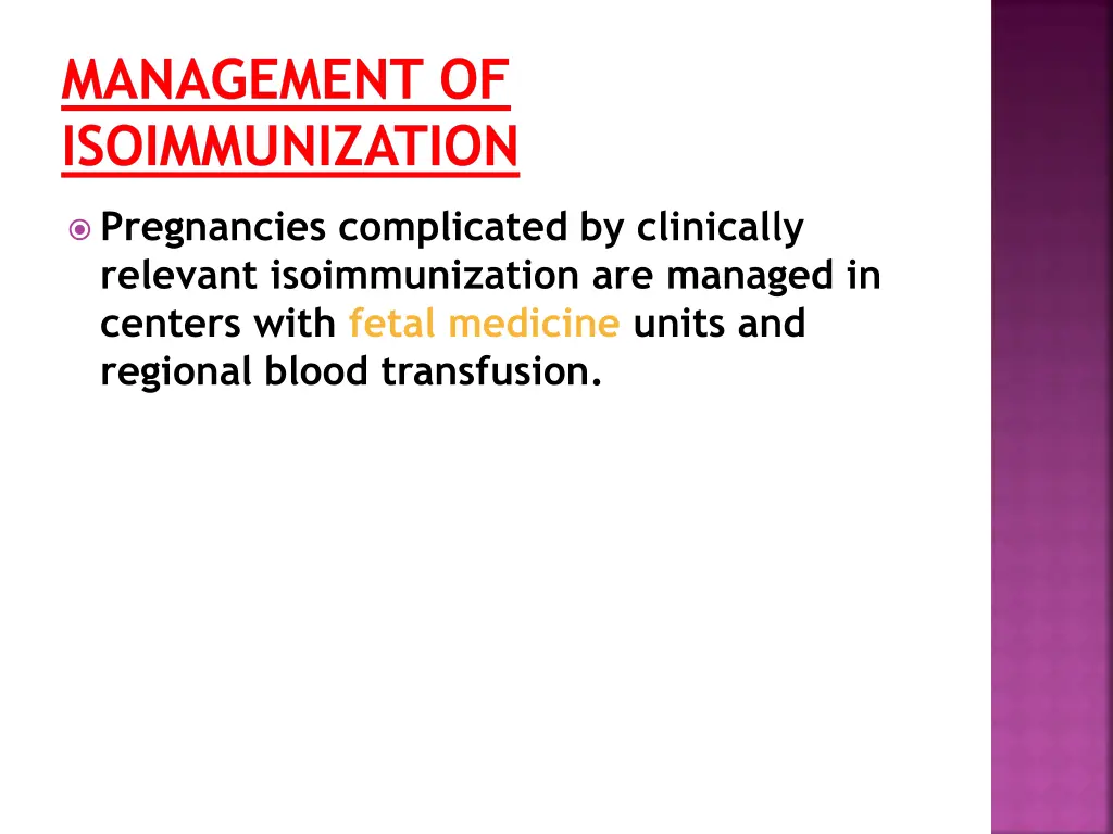 management of isoimmunization