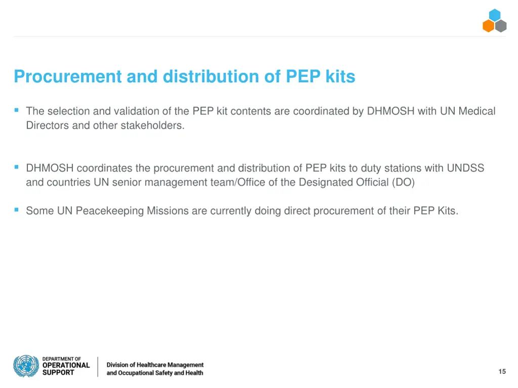 procurement and distribution of pep kits