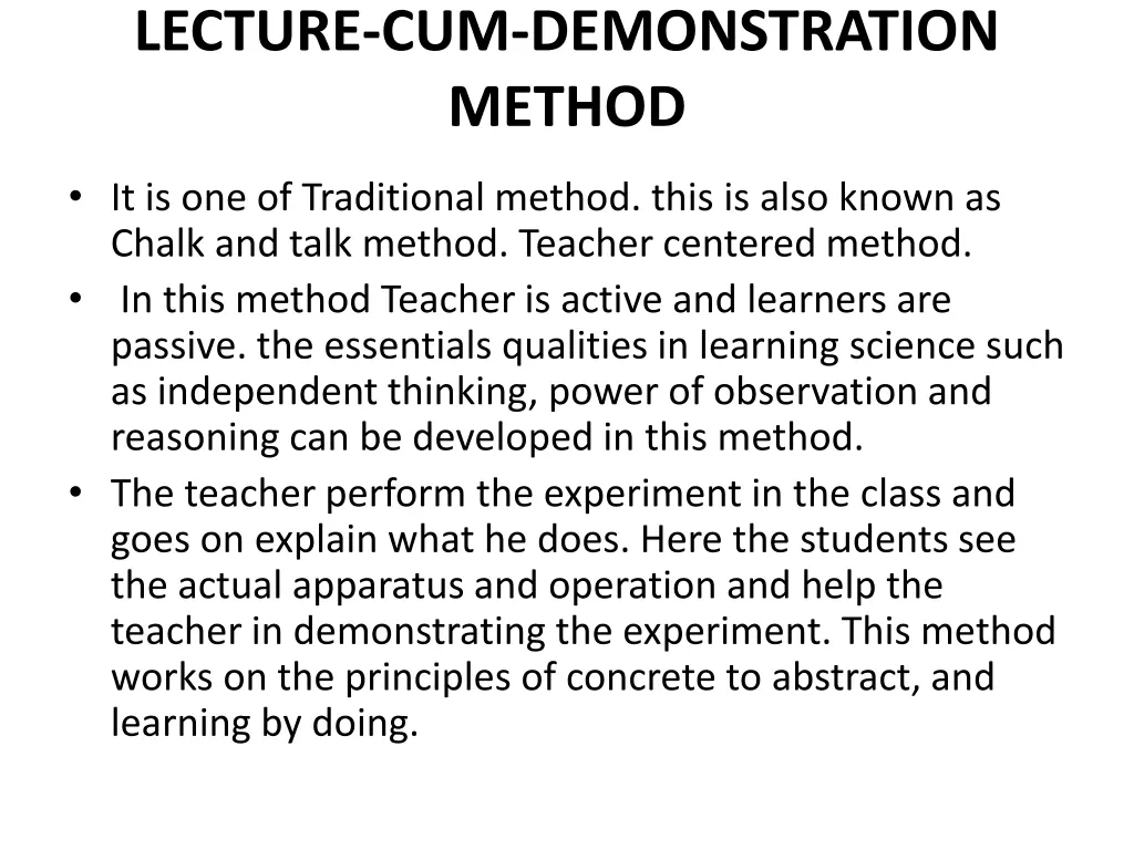 lecture cum demonstration method