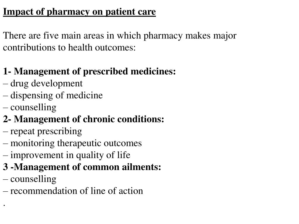 impact of pharmacy on patient care