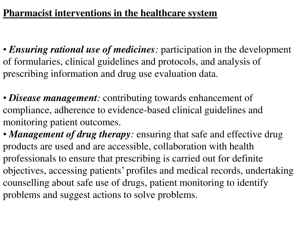 pharmacist interventions in the healthcare system