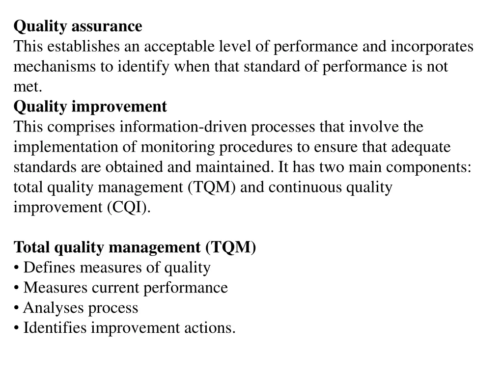 quality assurance this establishes an acceptable