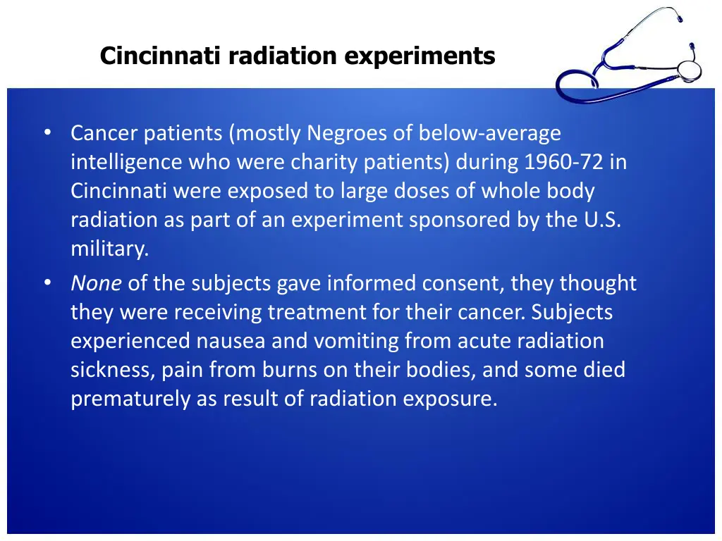 cincinnati radiation experiments