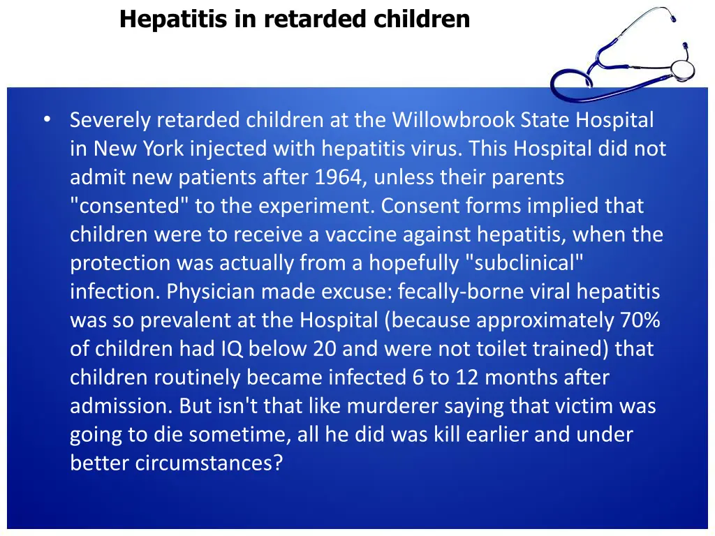 hepatitis in retarded children