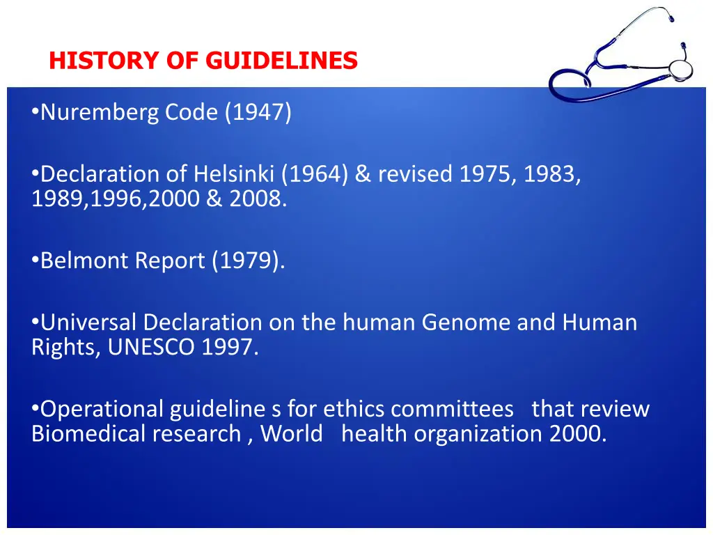 history of guidelines