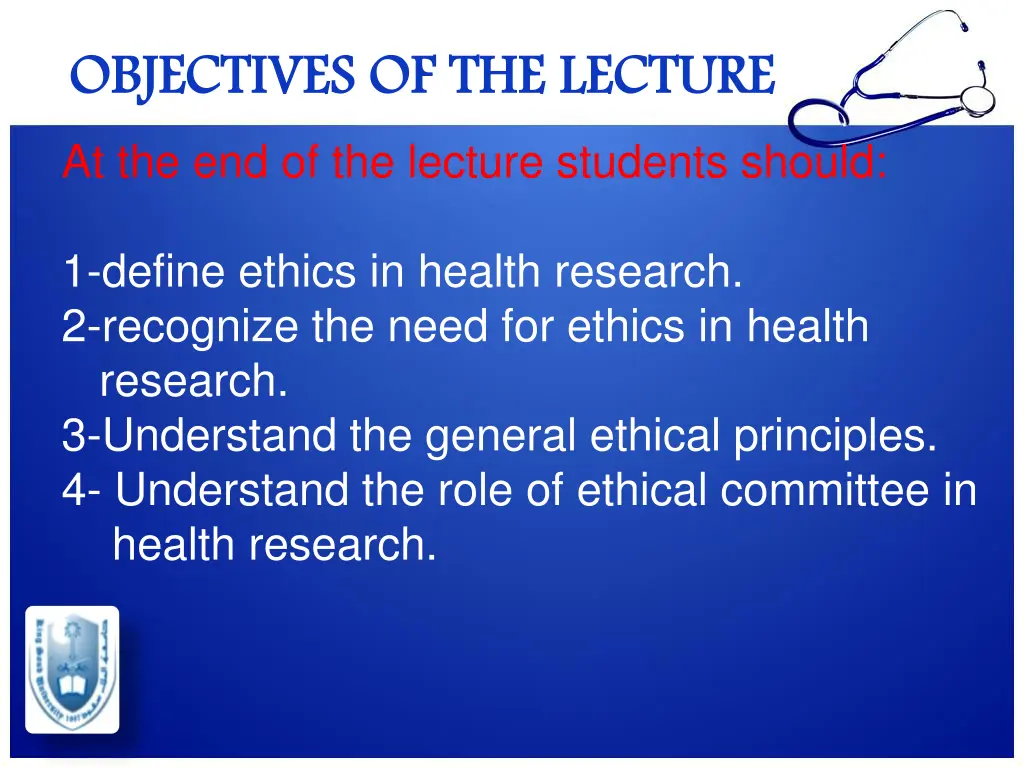 objectives of the lecture objectives