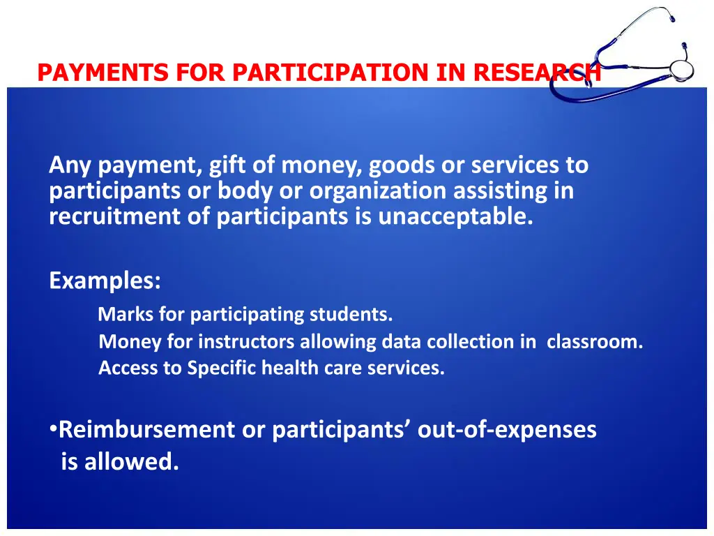 payments for participation in research