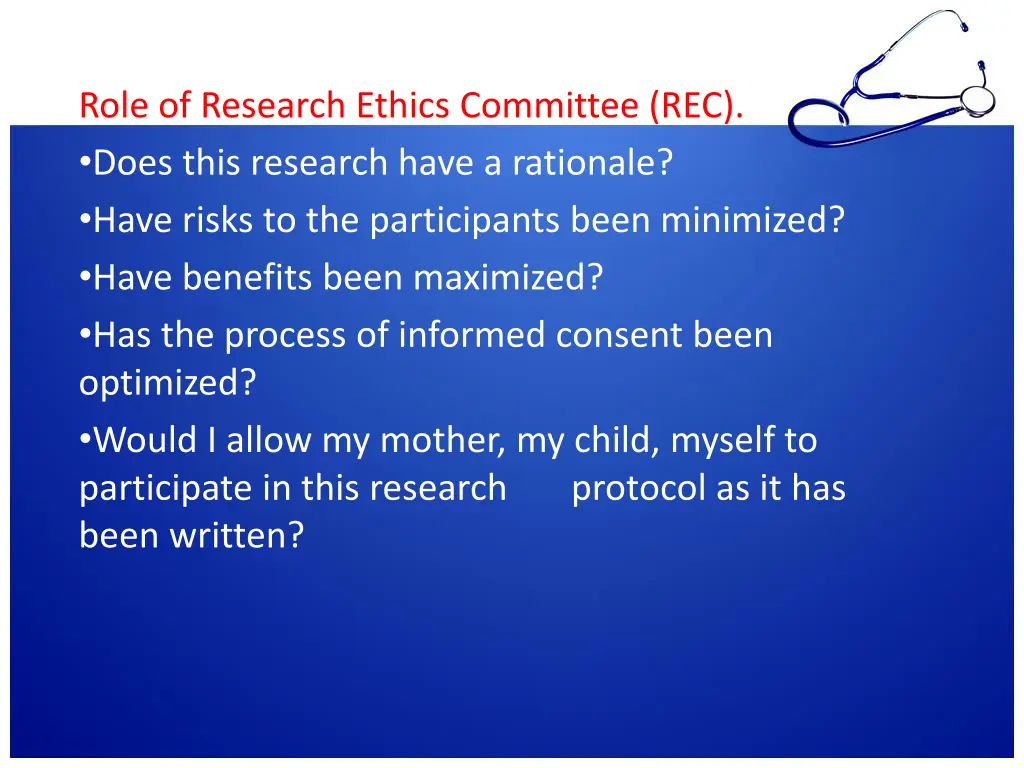 role of research ethics committee rec does this