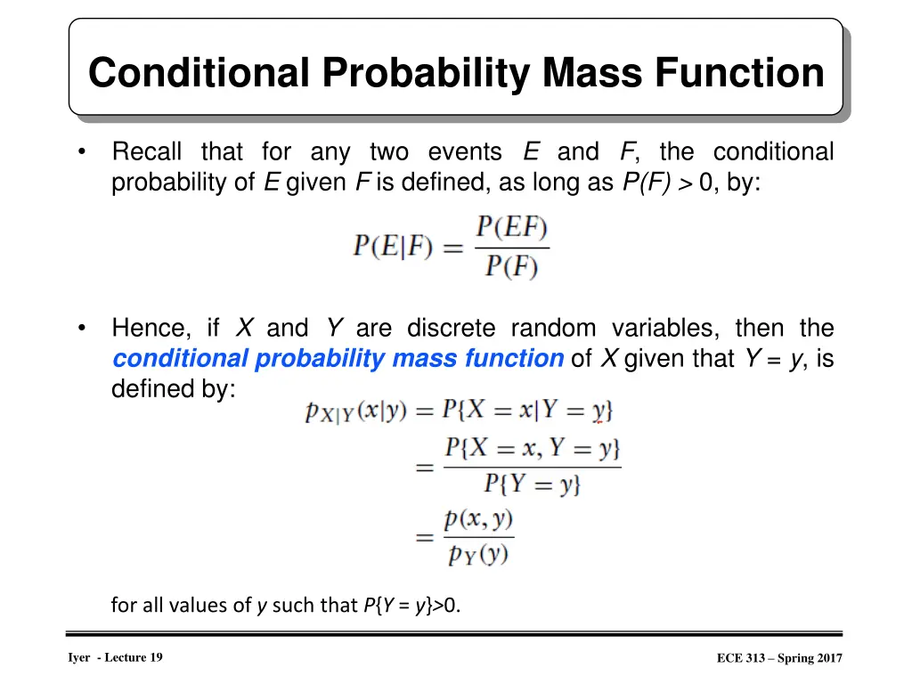 conditional probability mass function