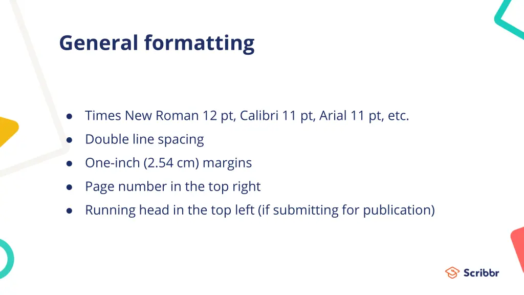 general formatting