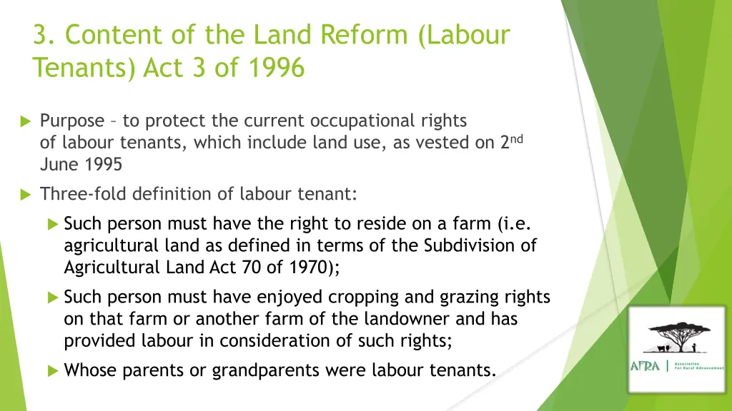 3 content of the land reform labour tenants