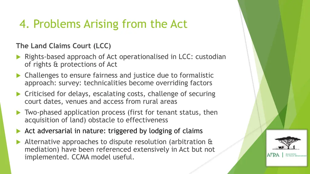 4 problems arising from the act