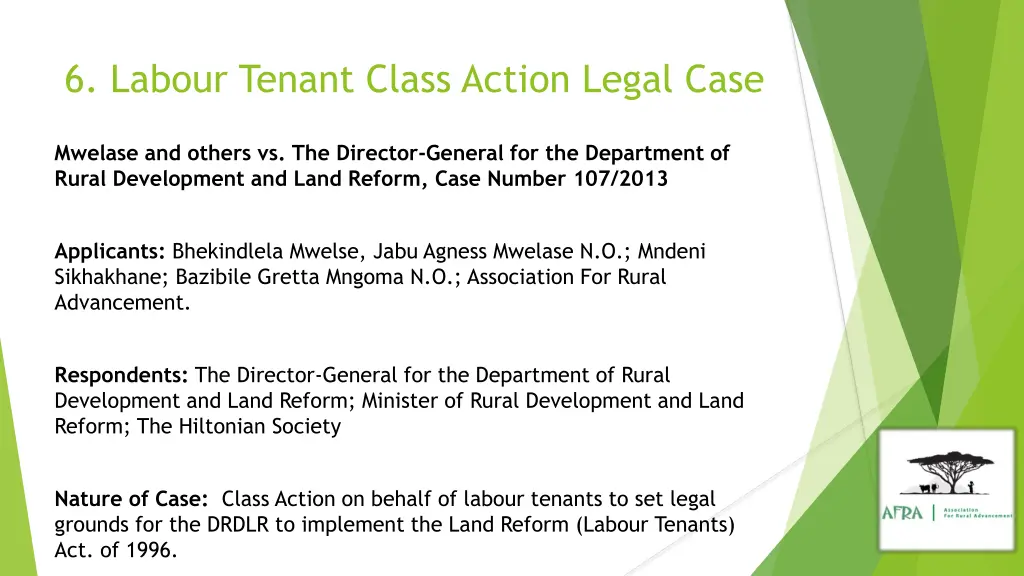 6 labour tenant class action legal case