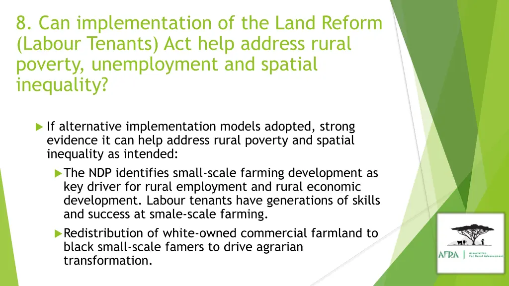 8 can implementation of the land reform labour