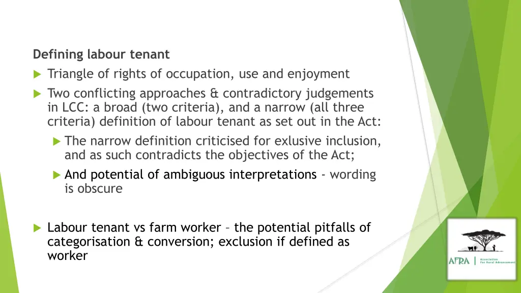 defining labour tenant triangle of rights