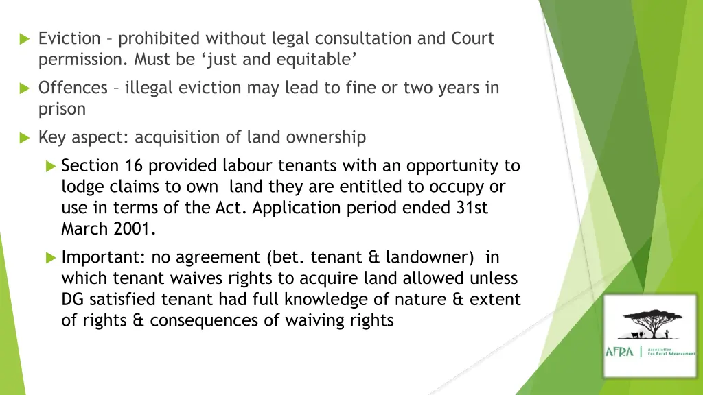 eviction prohibited without legal consultation