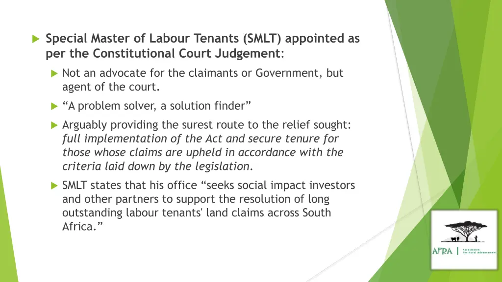 special master of labour tenants smlt appointed