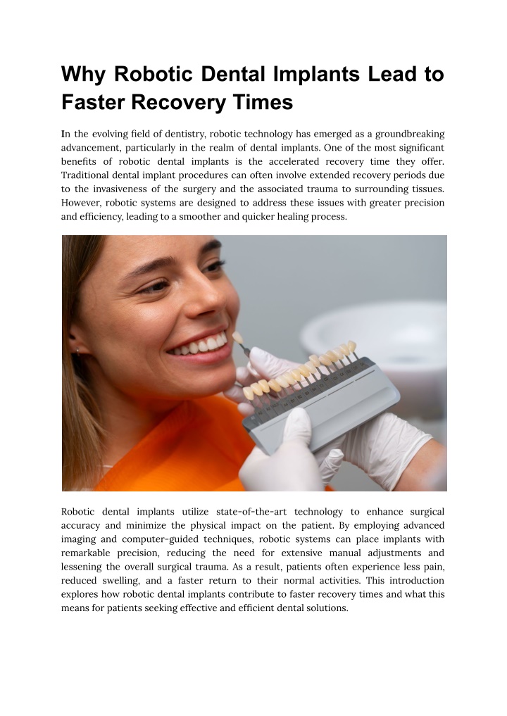 why robotic dental implants lead to faster