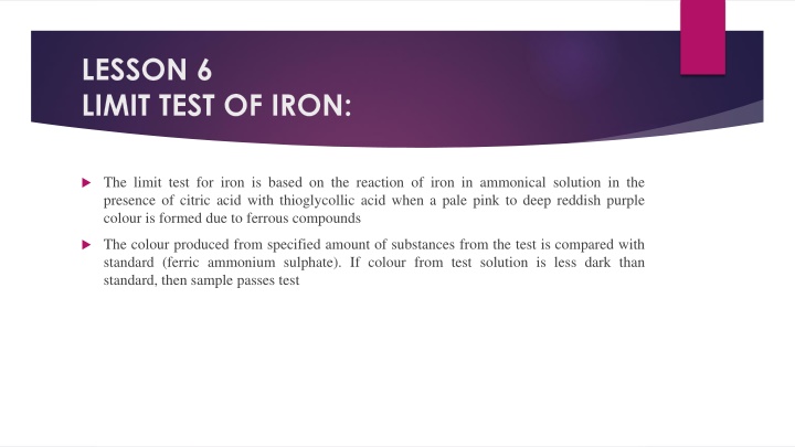 lesson 6 limit test of iron