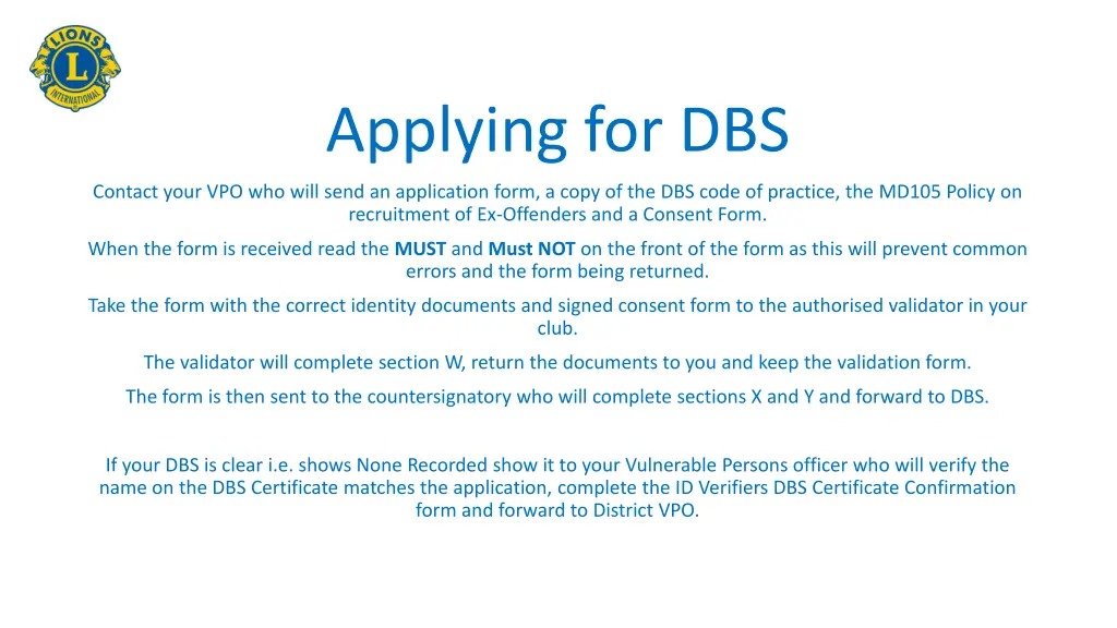 applying for dbs