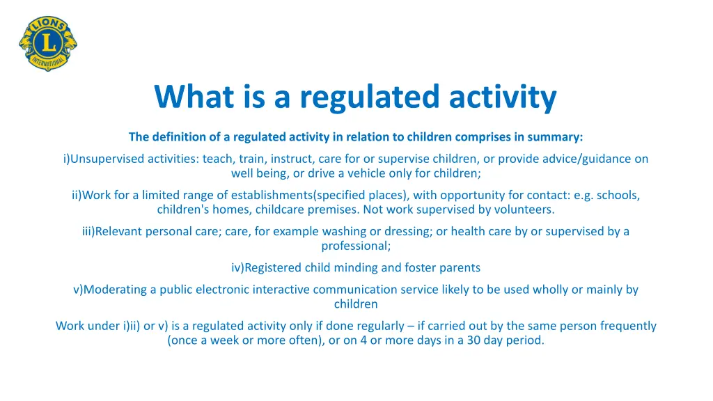 what is a regulated activity