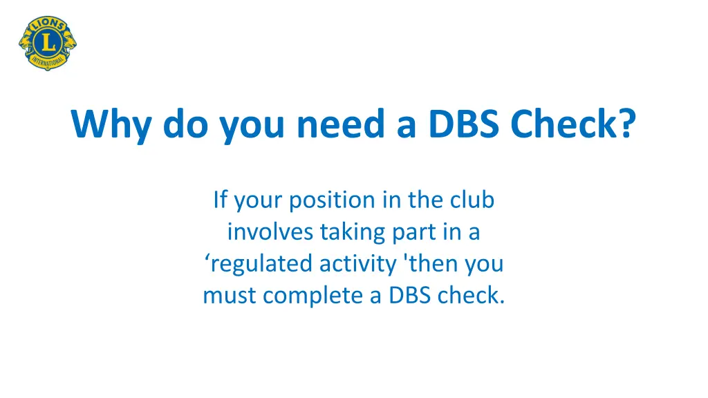 why do you need a dbs check