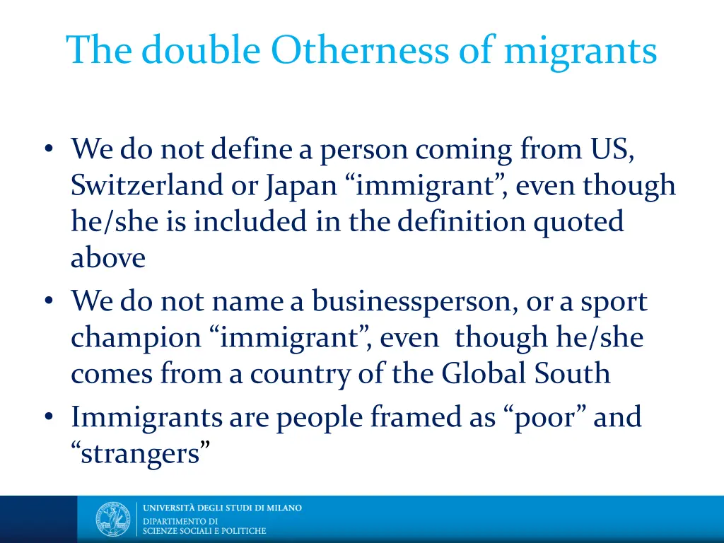 the double otherness of migrants