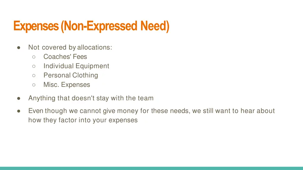 expenses non expressedneed