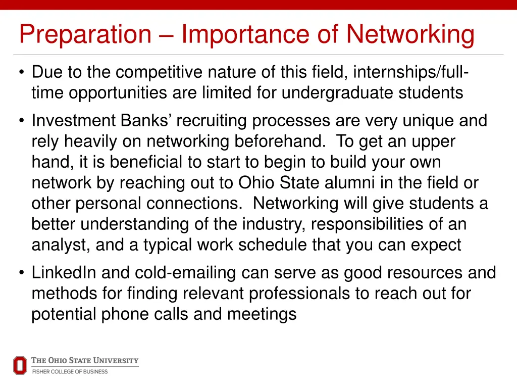 preparation importance of networking