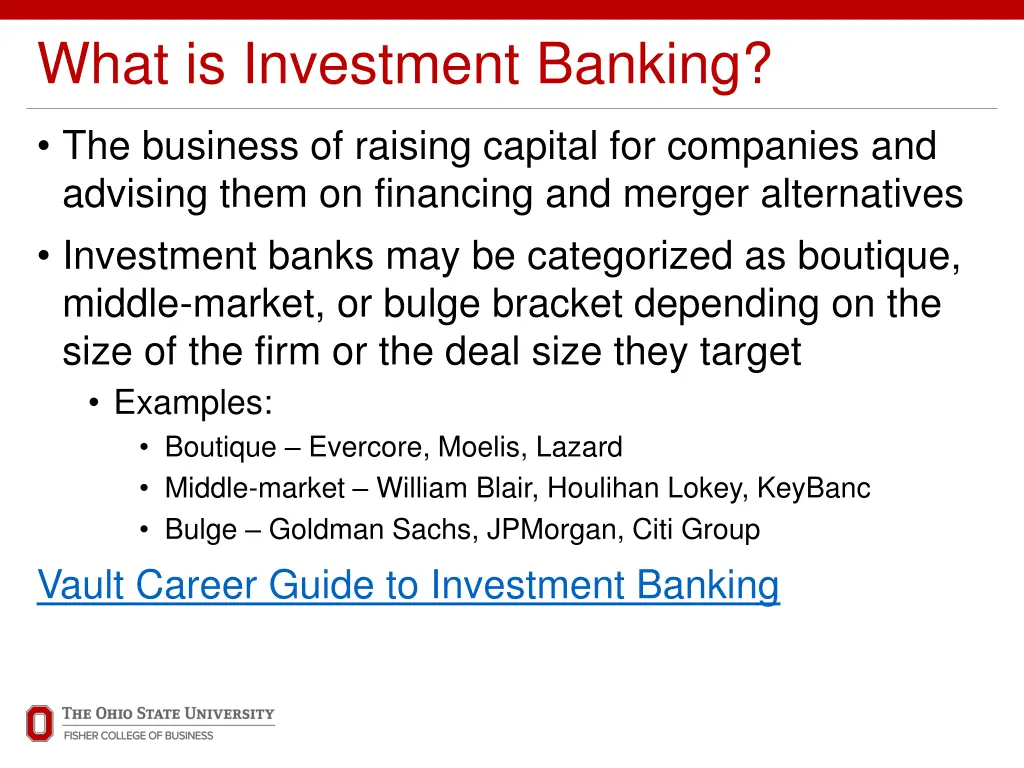 what is investment banking