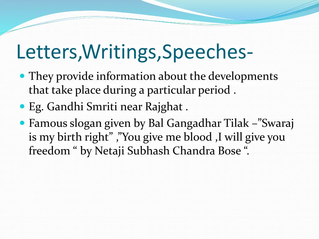 letters writings speeches