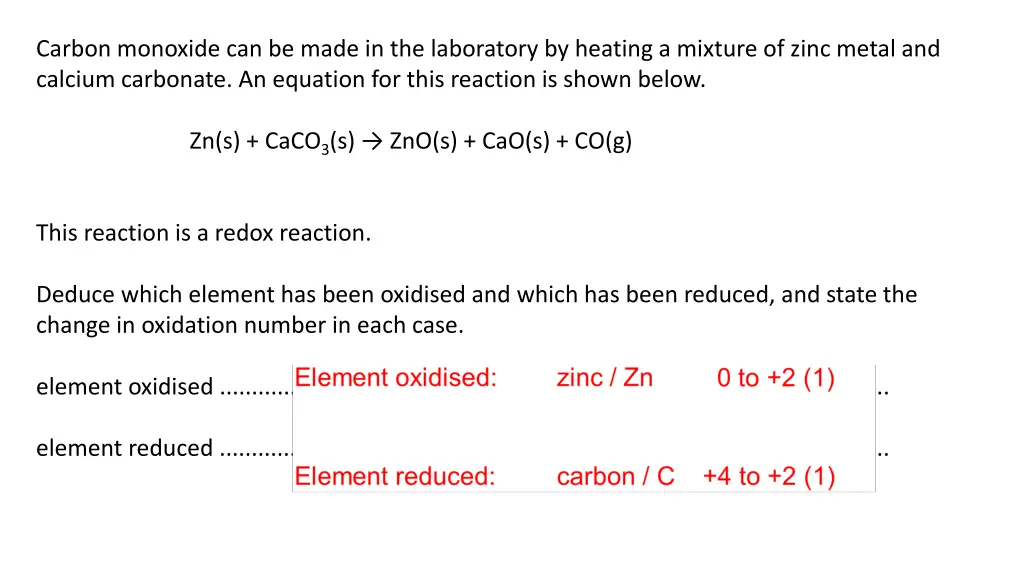 carbon monoxide can be made in the laboratory