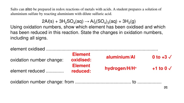 salts can also be prepared in redox reactions